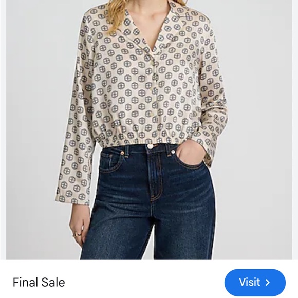 Express Tops - Express Geometric Cream Blouse